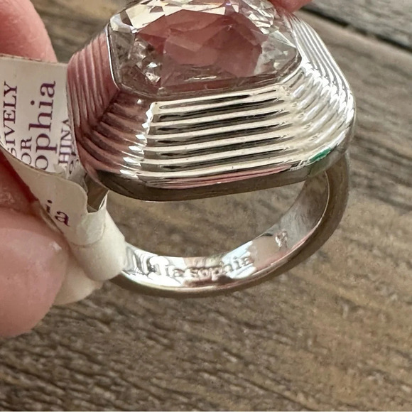 NWT Lia Sophia Size 9 silver tone cut crystal bezel set ring 65694 Shiny Bling - Picture 6 of 7